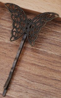 10Pcs 27X40Mm Koper Bloem Spacer Haar Sieraden Lijn Type Haarspeldjes Haarspelden Hairclips Side Clip Retro Haar dragen Accessoires: Antique Bronze
