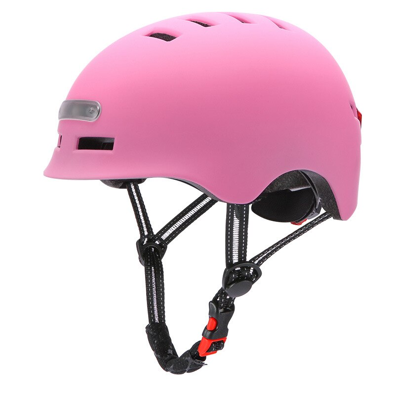 LED Licht 4 Farben Helm Warnung Licht Motorrad Teile Rolle Radfahren Helm Clever sicher glänzend Helm Auto Sport Helme: Rosa / L