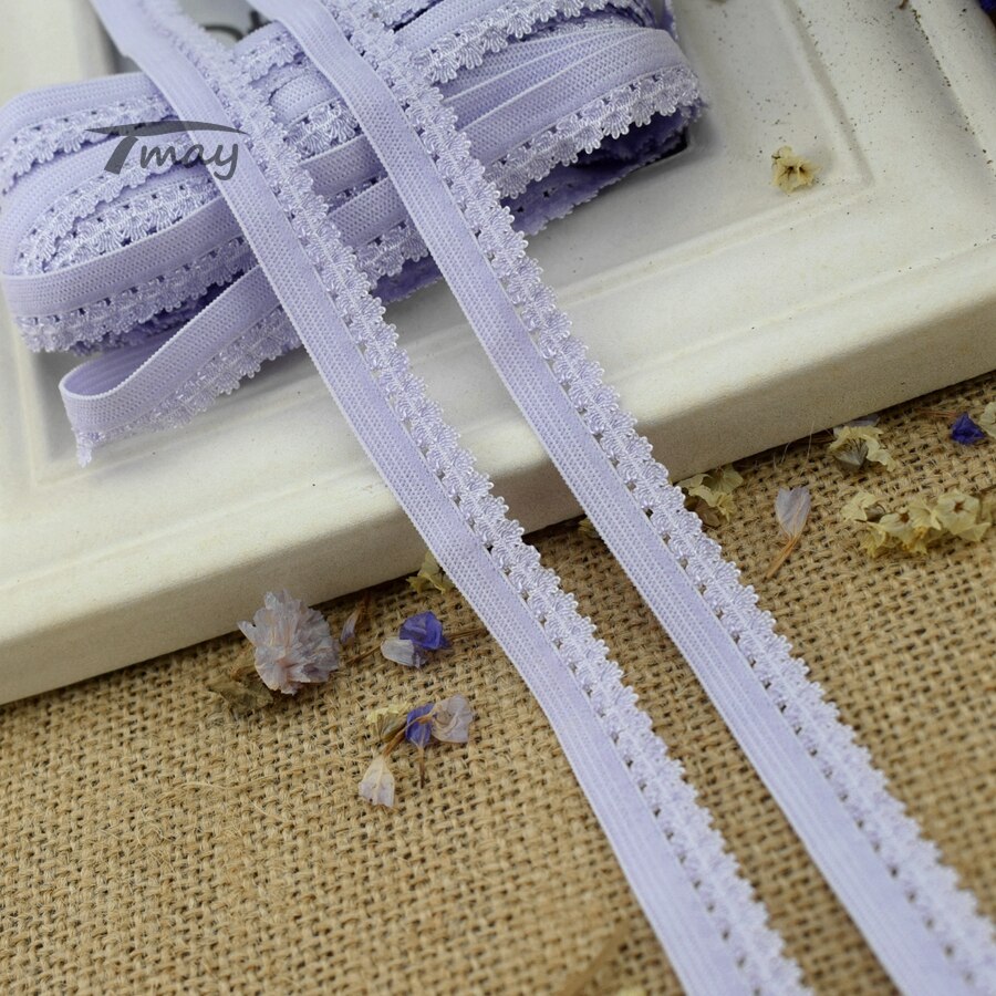 #1409 lichtpaarse kleur rand bloemen elastieken elastieken voor hoofdbanden kant rand elastisch lint babymeisje broek diy streep