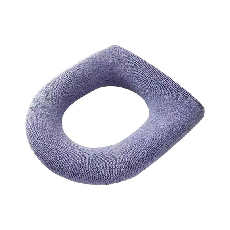 Housse de siège de toilette chaude d&#39;hiver, tapis de fermeture épais, coussin doux tricoté, housse de Bidet lavable en forme de O, accessoires de toilette: Purple