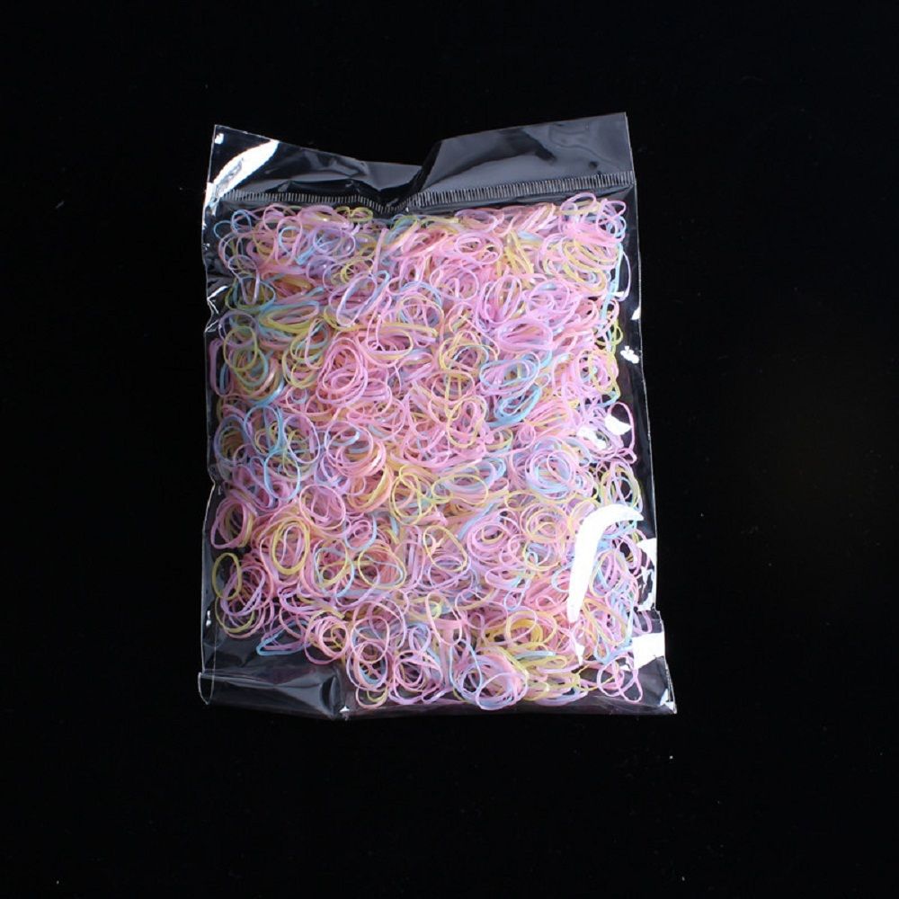 2000 st/påse hår gummisnöre gummiband transparent vit 1mm genomskinlig hästsvanshållare elastisk gummi hårrep flätningsverktyg: E