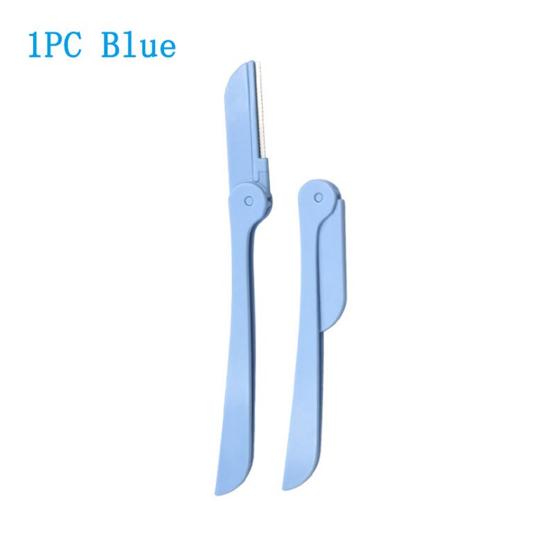 Kit de depilación portátil para cejas, maquinilla de afeitar facial para mujer, juego de cosméticos de corte plegable para cejas, 1/3 / 6 uds.: 1PC Blue