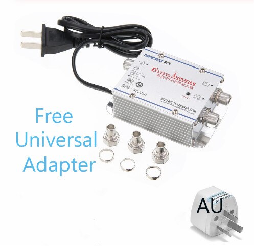 1 in 2 ut catv wire tv splitter förstärkare digital tv antenn signal booster amplificador señal hdtv interiör kabel förstärkare: Au-adapter