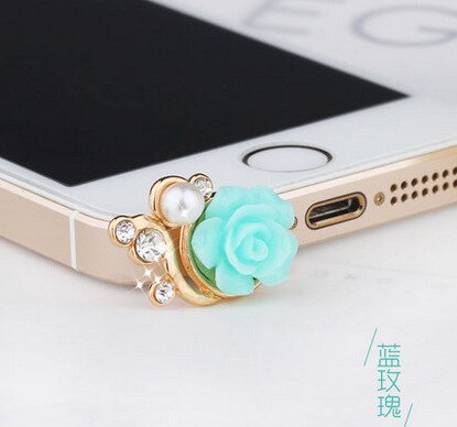 Style Solid Hars Bloem Stof Plug 3.5Mm Koptelefoon Plug Mobiele Telefoon Ear Cap Dust Plug Voor Iphone Samsung stof Plug: blue rose