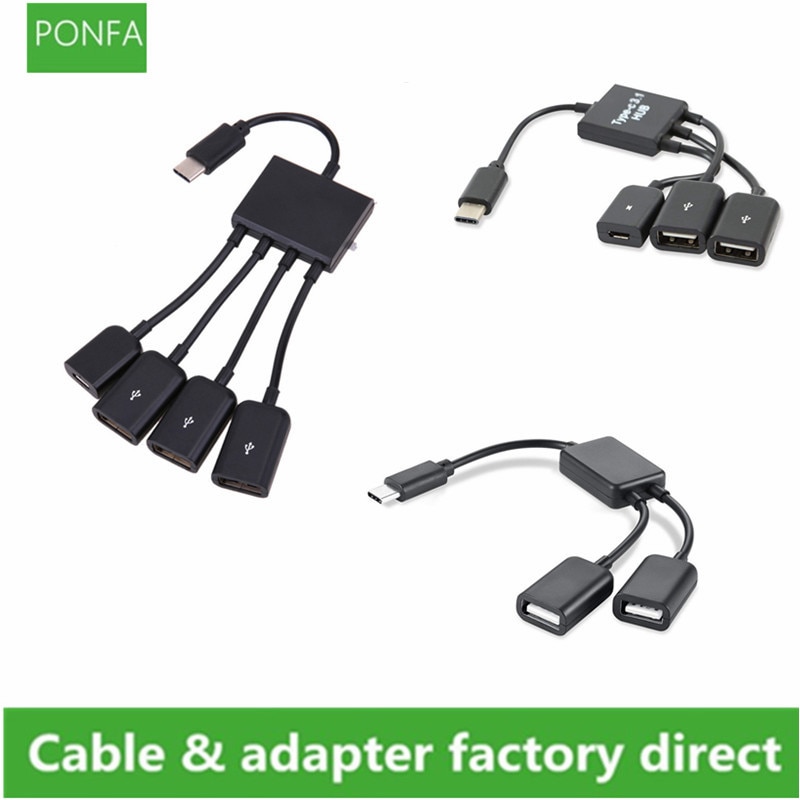 Meerdere OTG 4 Poort Type-C USB Power Opladen Hub Kabel Connector Adapter USB 3.1 Type C Hub 4 USB 2.0 Port HUB 0.2 m/20 cm