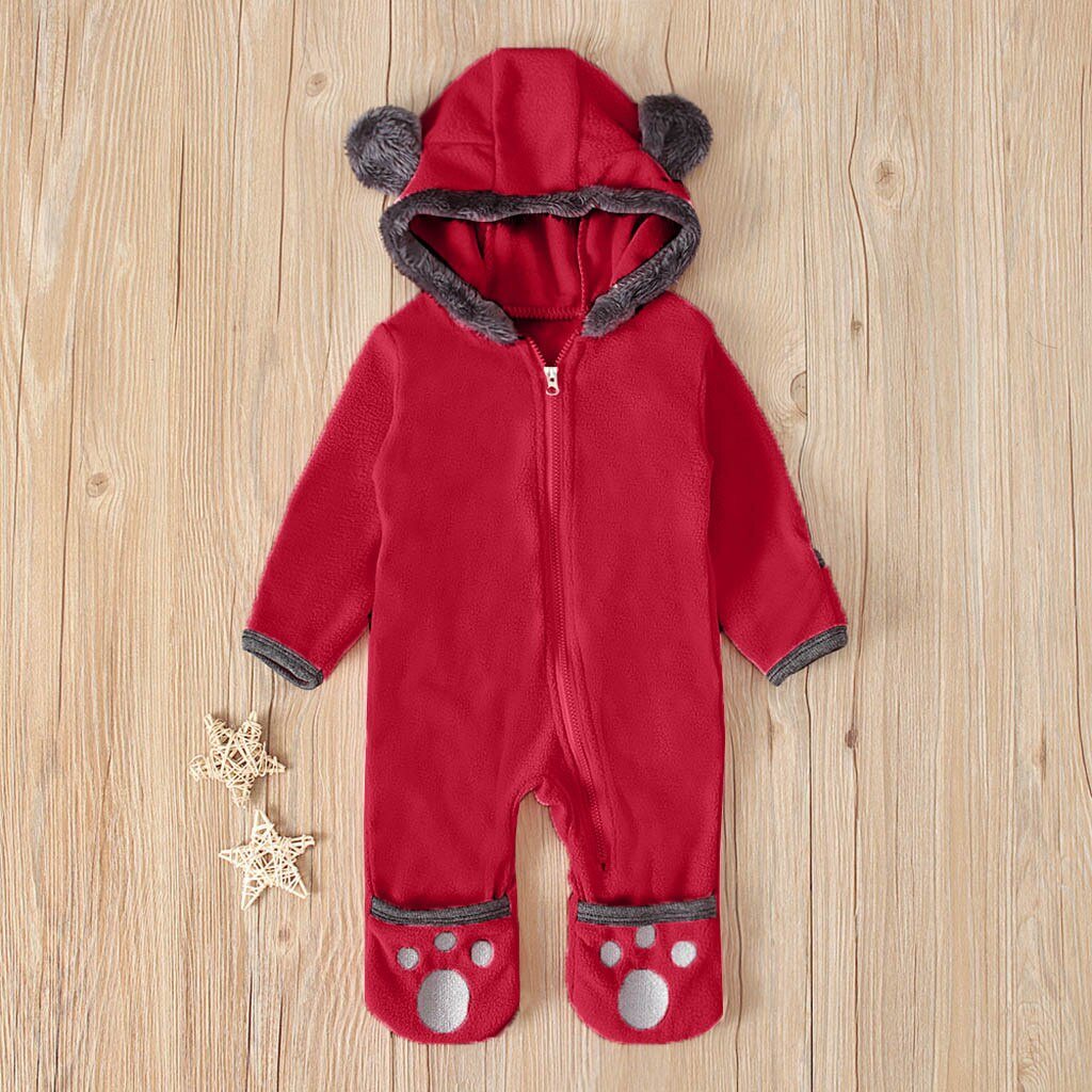 Baby Baby Meisjes Jongens Cartoon Oren Hooded Romper Zip Fleece Kleding Jumpsuit Mode Jongens Moet Hebben Leuke Jumpsuit Dikke Warme xl