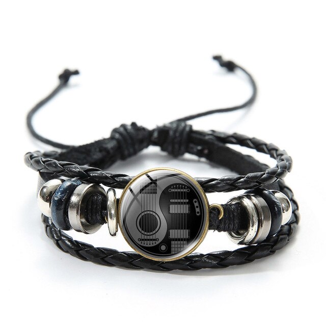 Steampunk Gear Yin Yang plecione skórzane bransoletki dla kobiet mężczyzn Tai Chi drzewo życia artystyczny wzór szklaną kopułą Charm bransoletka: Style 2