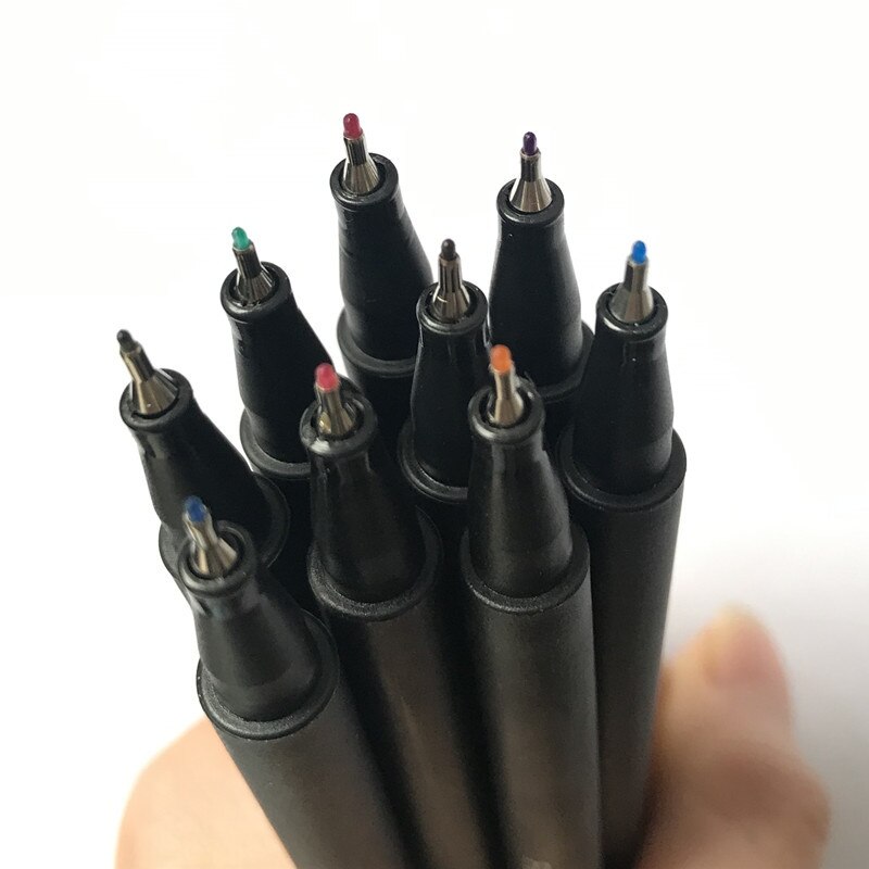 Juego de rotuladores finos de tinta líquida para dibujo, bolígrafos de papelería creativos, 12 colores