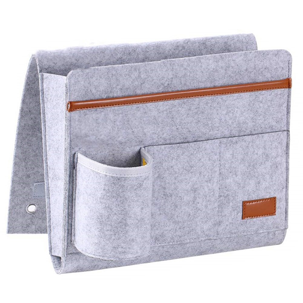 Vilt Nachtkastje Opbergtas Pouch Bed Bureau Bag Bank Voor Tv Afstandsbediening Opknoping Caddy Organizer Bed Houder Zakken: light grey