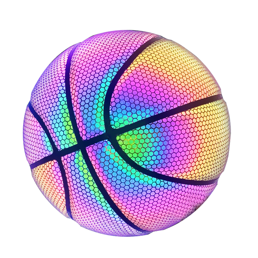 Palla da basket luminosa sfera Flash illuminata riflettente olografica PU gioco di sport notturni di pallacanestro incandescente resistente all&#39;usura: Checkered