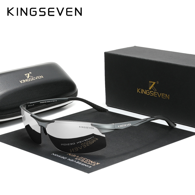 KINGSEVEN Cycling Polarized UV400 Sunglasses Men Aluminum Driving Mirror Lens Male Sun Glasses Aviation Women For Men Eyewear: Silver