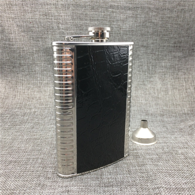 Alalinong 9 Ounce Hip Flask Stainless Steel Pu Leather Covered Flask Canteen Gadgets for Man Liquid Whisky Vodka Bottle
