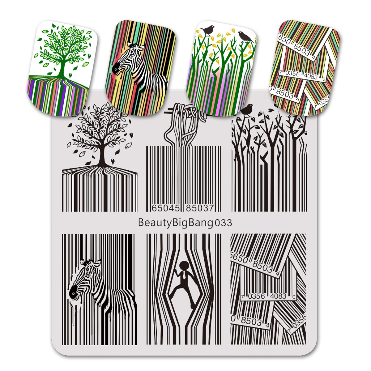 BeautyBigBang 6CM Nail Stamping Plates Striped Cute Cat Image Stainless Steel Template Nail Art Stamp Plate 041: 33