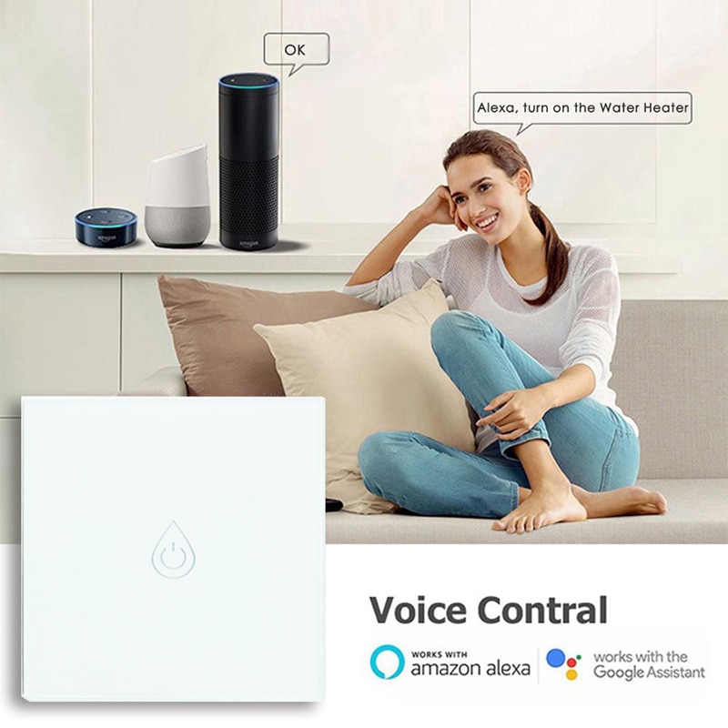 Wifi smart kjelebryter varmtvannsbereder stemme app fjernkontroll timing eu berøringspanel fungerer med til google hjem alexa ekko