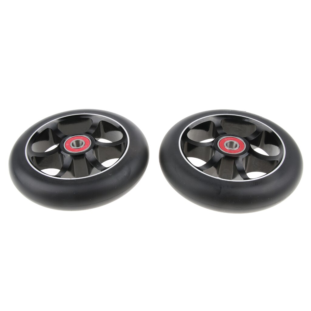 Scooter Wheels 110mm Pair - Durable Aluminum Scooter Wheels - Pro Scooter Wheels with Bearings installed - 24mm x 110mm, 88A PU