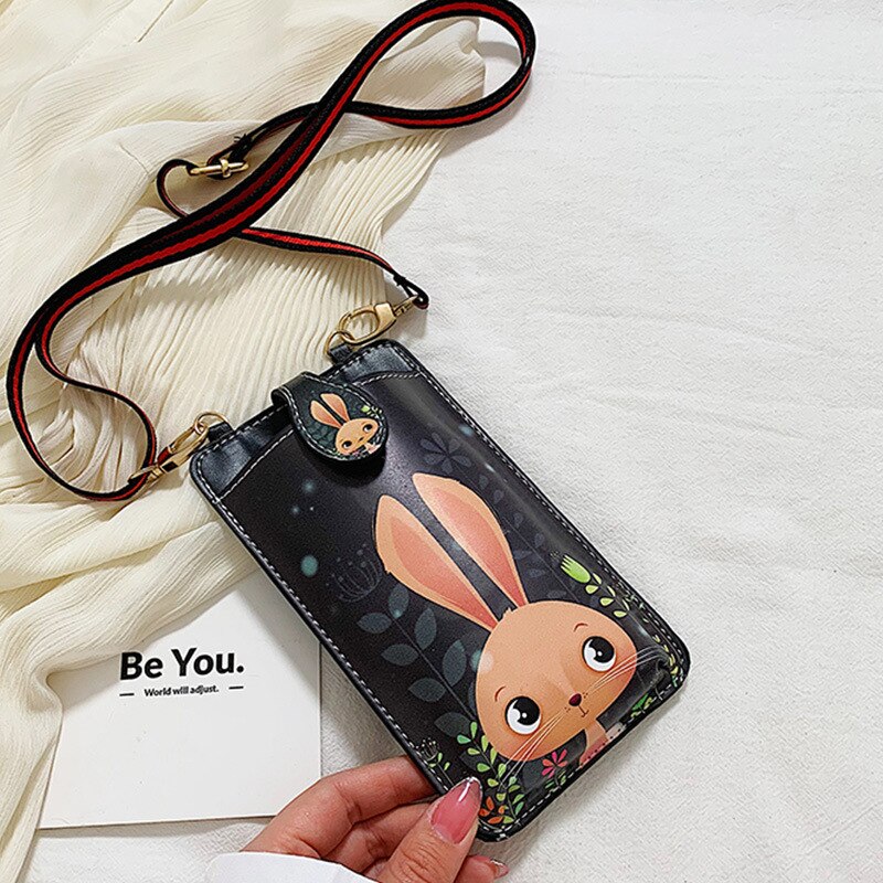 Donna Sacchetto Del Telefono mobile Della Borsa Della Moneta Delle Signore di sacchetto del telefono Croce di Spalla del Sacchetto Trasparente per Le Ragazze Carino Sacchetto Del Telefono Del Fumetto scoiattolo 742: coniglio 742