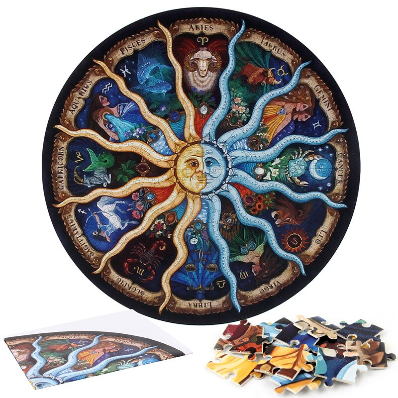 Jinletong-puzzle, 1000 -teilig, für erwachsene, tierkreiszeichen, berühmte gemälde, sternbilder, rundes puzzle, puzzles für kinder
