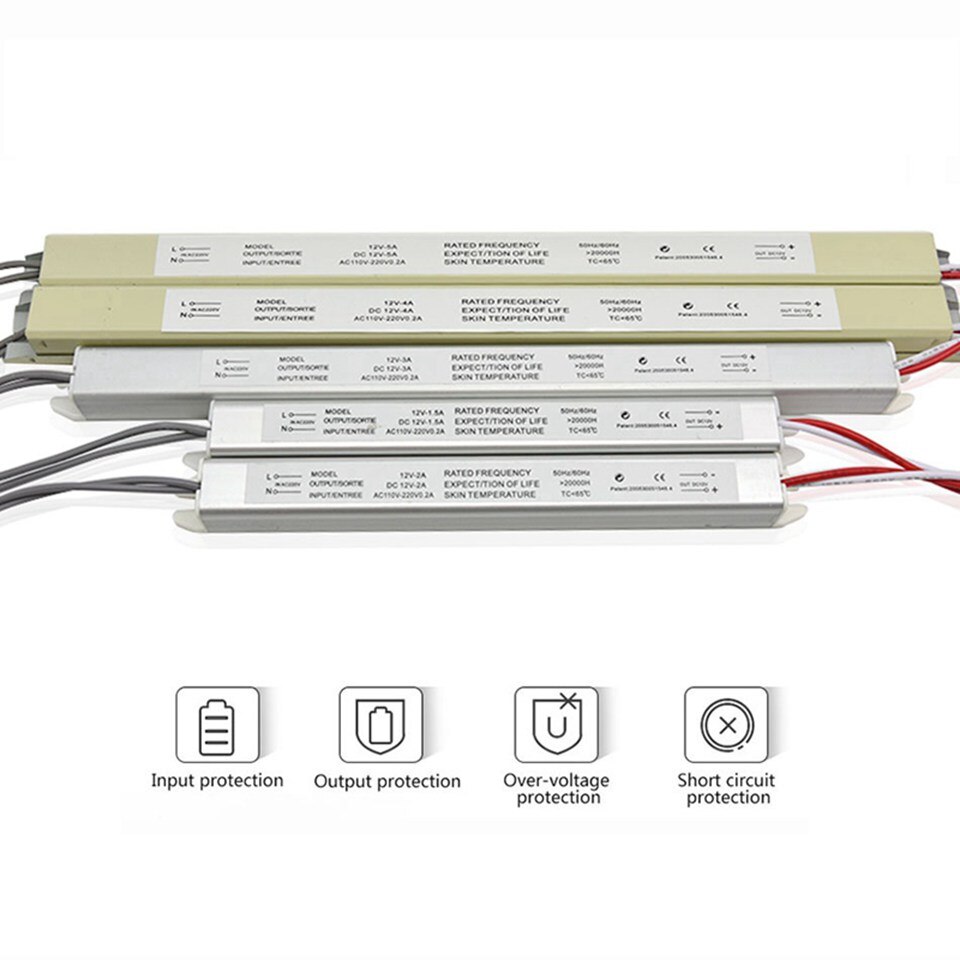 12V LED Transformator Voeding Switch Adapter AC 110 V-220 V 1.5A 3A 5A LED Driver Ultra dunne Voeding voor Led Strip Verlichting