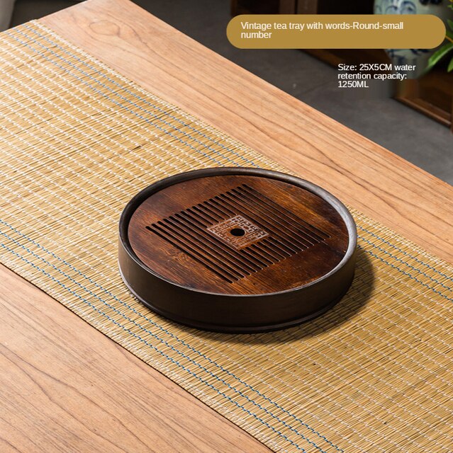 Household Luxury Modern Tea Set Tray Tea Table Simple Small Tea Sea kung-Fu Water Storage tray Round Rectangular Tray: C SMALL