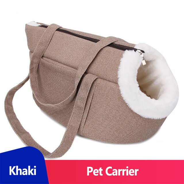 Mochila para transportar gatos, bolsa clássica de ombro para carregar cachorro pequeno: khaki