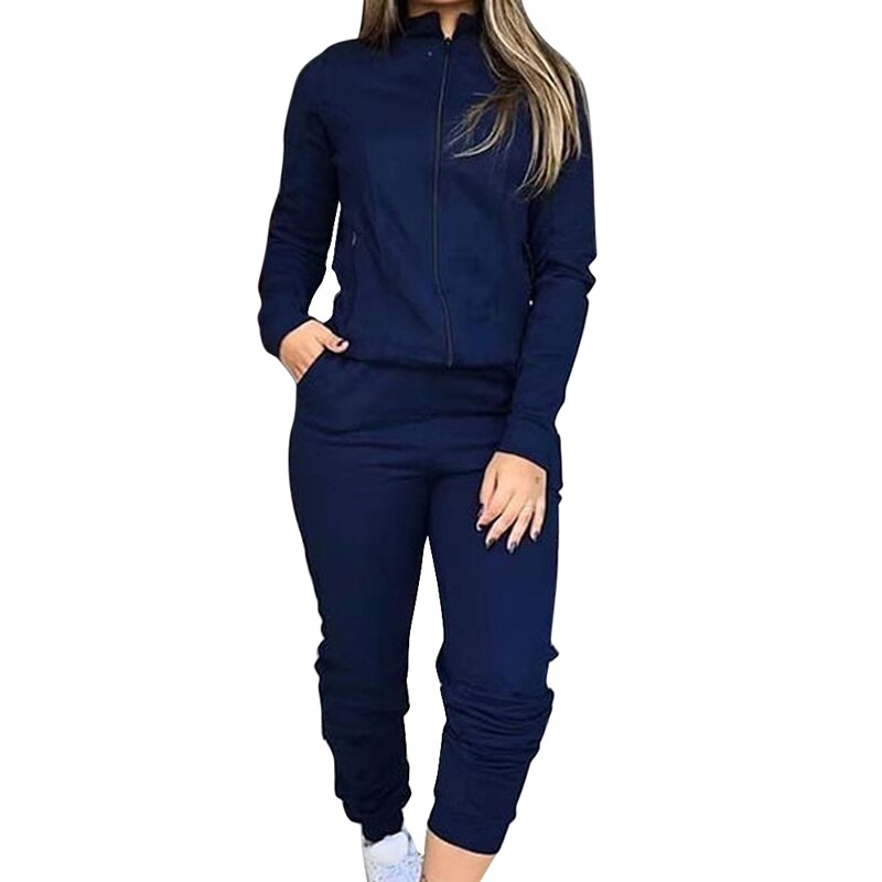 Loozykit Vrouwen Sportwear Set Effen Kleur Trainingspak Sweatshirts Fleece Joggers 2 stuk Running Set Dikke En Dunne Herfst Winter