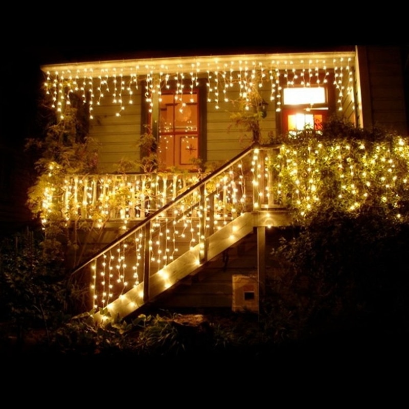 Julelys udendørs dekoration 5 meter hængende 0.4-0.6m led gardiner istap streng lys år bryllupsfest krans lys