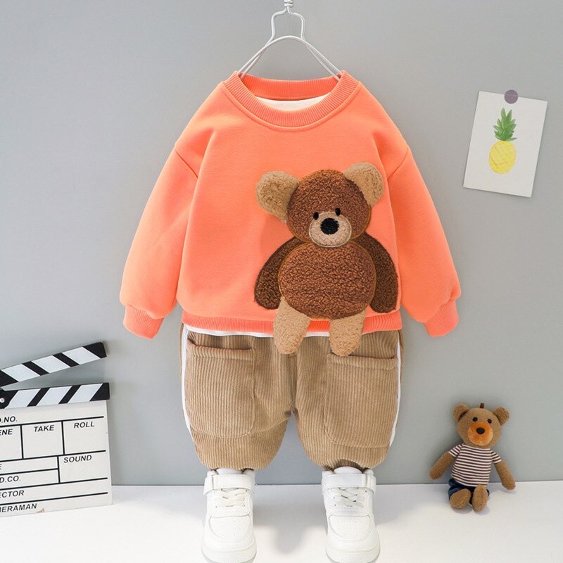 Winter Mode Baby Meisje Kleding Kinderen Jongens Katoen Dikker T-shirt Broek 2 Stuks Sets Peuter Casual Kleding Kids Trainingspakken