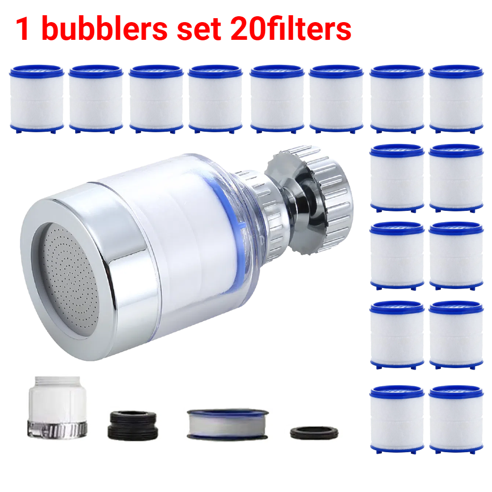 Filtro de agua para grifo, filtros de salpicaduras giratorios de 360 grados, elimina el cloro, metales pesados, cabezal de ducha filtrado, purificador de baño, 2-40 Uds.: Amarillo claro
