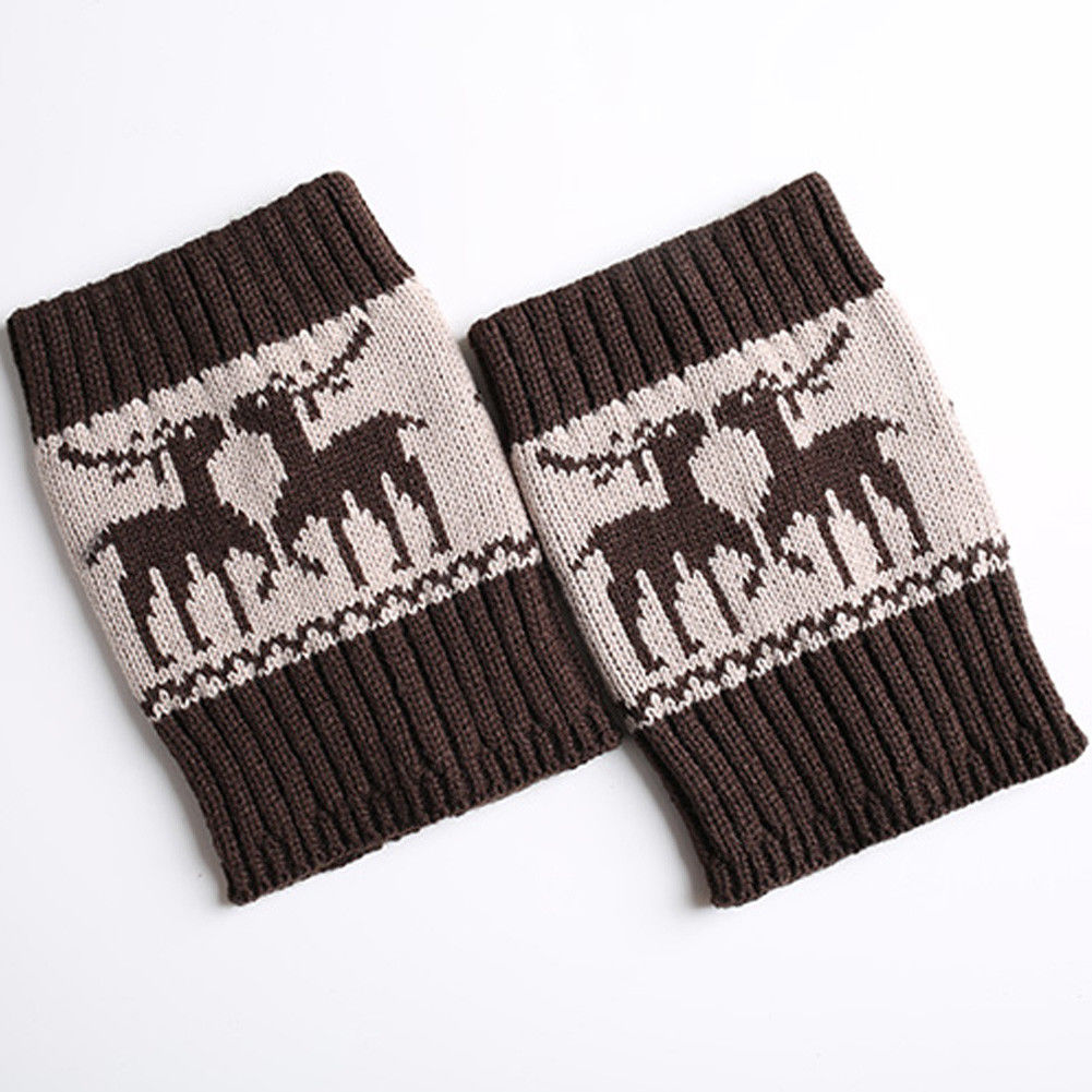 Mulheres do Inverno do Natal Polainas Boot Crochet Knit Socks Toppers Punhos Populares: Bege
