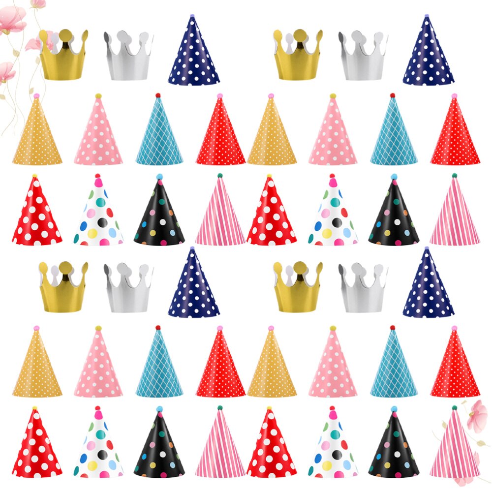 44pcs Chic Birthday Paper Hat Children Photo Props Unique Paper Cap Party Supplies Favors for Kids
