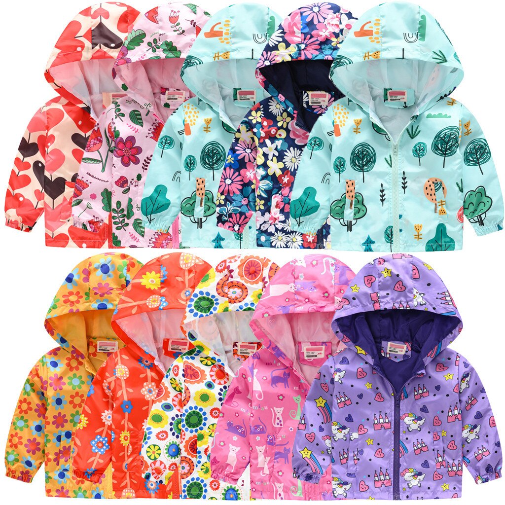 Kids Clothes Boys Jackets Children Hooded Zipper Windbreaker Baby Print Coat Infant Waterproof Hoodies For Girls