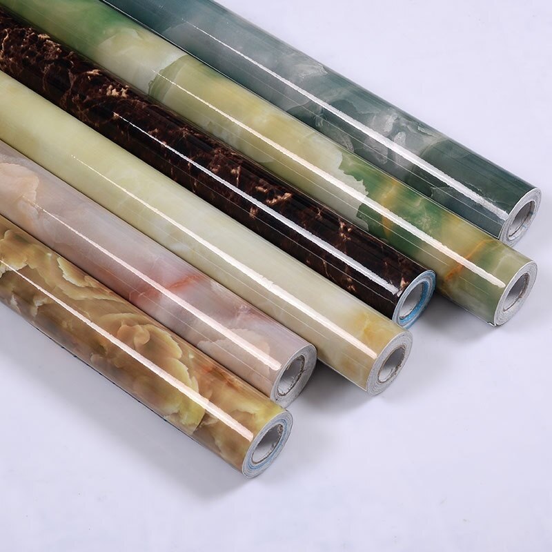 60cm*5M Marble Pattern Wall Stickers Wallpaper Kitchen Renovation Stickers Waterproof Oil-proof PVC Imitation Marble Stickers