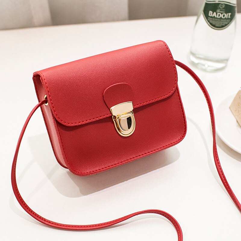 Mode Kleine Crossbody Tassen Voor Vrouwen Mini Pu Lederen Schouder Tas Bolsas Dames Telefoon Portemonnee Messenger Bag: Red-2
