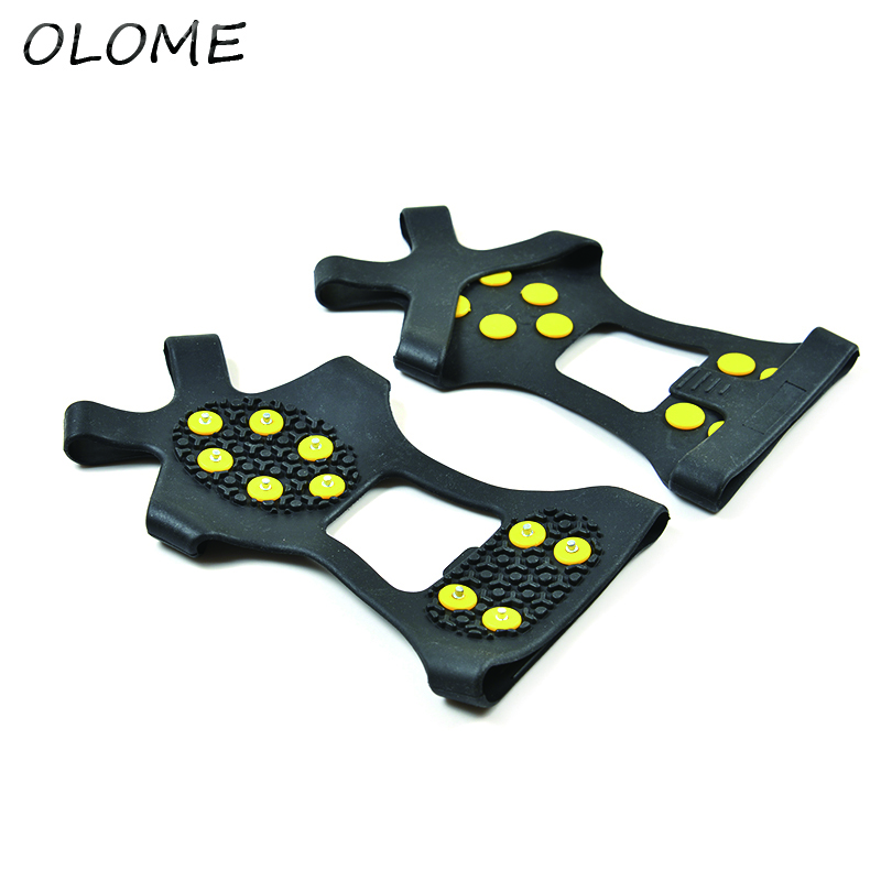 10 dubbar sml xl xxl universal utomhus säkerhet anti-slip snö is klättring sko spikar grepp stegjärn klossar överskor
