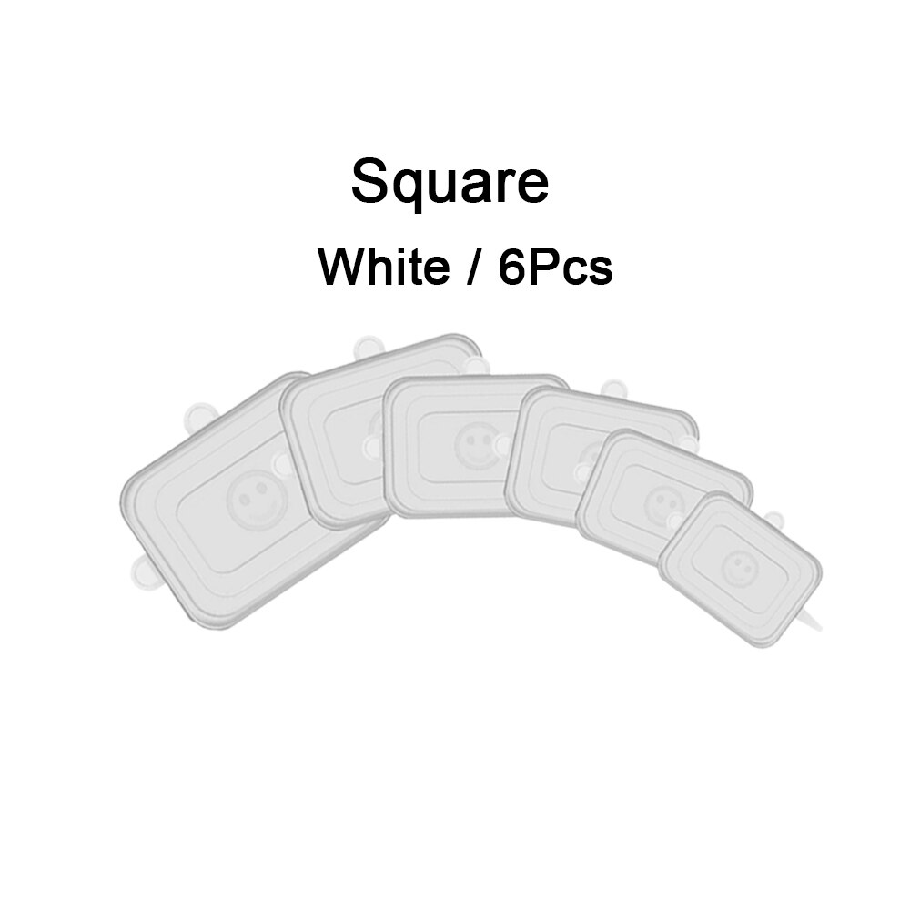 6/12 stk silikone låg til køkkengrej skål universal silikonelåg mad genanvendelige stræklåg madindpakning skål køkkenpropper: 6 stk firkantet hvid