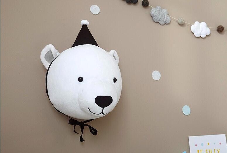 Enfants chambre décoration 3D animaux têtes pépinière chambre décoration éléphant cerf licorne tête tenture murale décor pour chambre d'enfants: 5- (without hat)