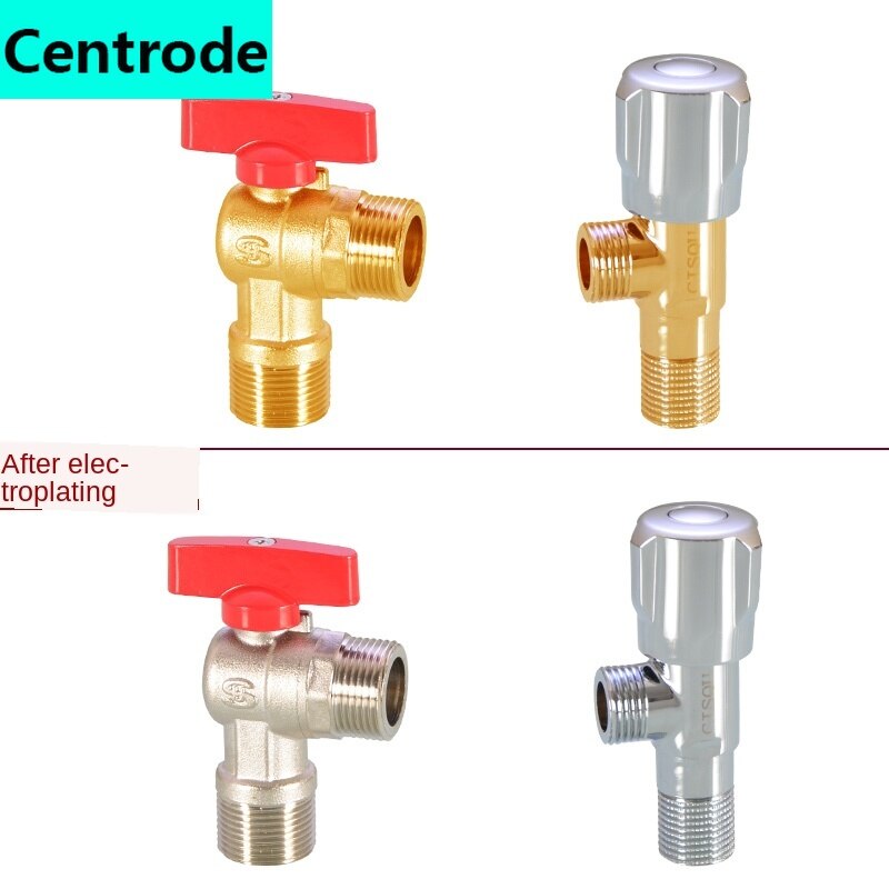 Válvula de ángulo de flujo grande especial para gas y agua heater1/2IN 3/4IN, núcleo de bola de diámetro abierto completo, interruptor de válvula de parada de agua fría y