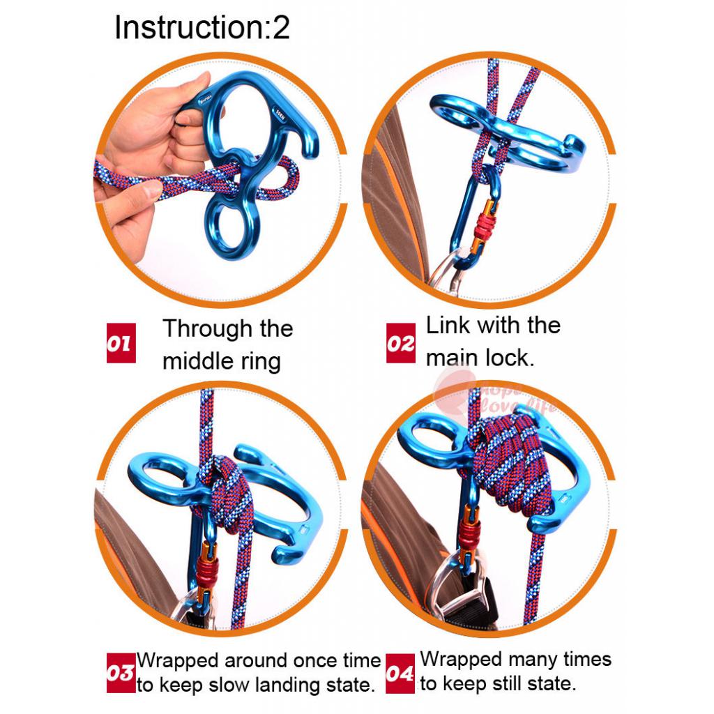 50KN Aluminum Magnesium Alloy Figure 8 Descender For Rock Climbing Rappel Rescue Rope Access Abseil Climbing Accessories