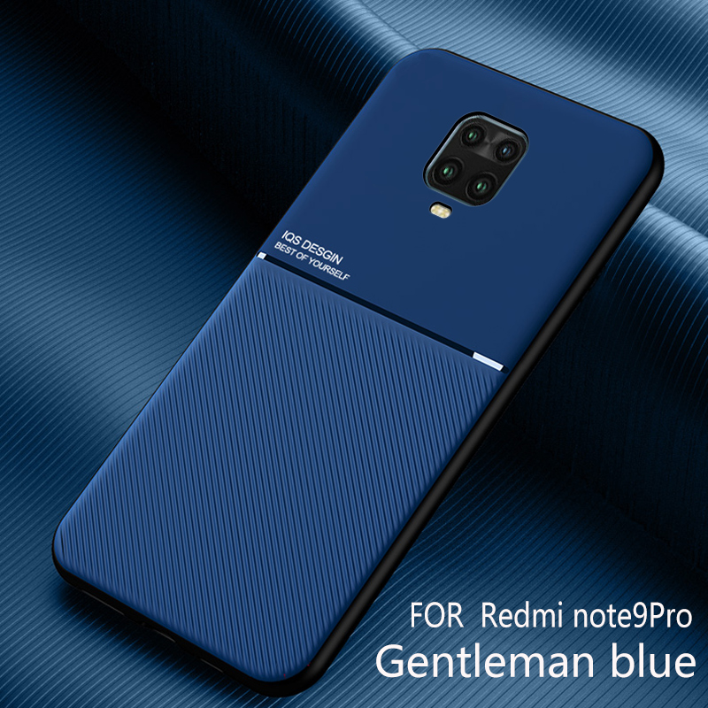 Funda magnética de cuero para coche, carcasa de Marco suave para Xiaomi Redmi Note 9 Pro, 9S, Note 9 Pro Max: Lona / Azul