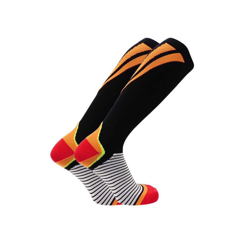 Chaussettes de Compression pour hommes, Absorption des chocs, bas de sport respirant sans couture pour Marathon cyclisme: Black