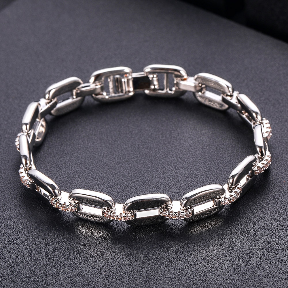 Janekelly Top accessories unique Rope Chain bangle AAA zircon micro pave hand bracelet