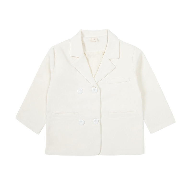 Blazer de Costume pour garçons de 4 à 13 ans, décontracté, blanc crémeux, pour fête et mariage, collection printemps-automne