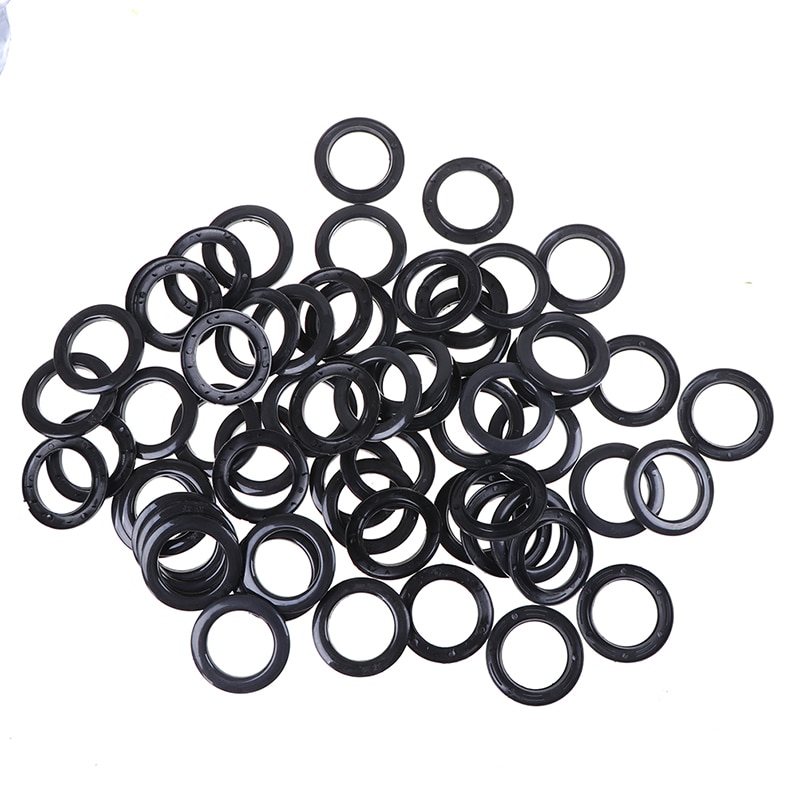 30 pcs/lot rond rideau oeillet anneau Clips oeillet pour rideaux anneaux toile sac pièces accessoires taille intérieure 43mm: Black