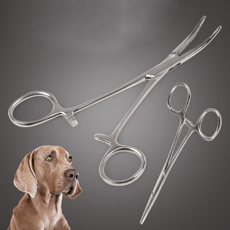 Roestvrij Staal Huisdier Hemostatische Tang Kat Hond Grooming Schaar Huisdieren Rechte/Gebogen Hoofd Tang Hond Haar Reiniging Tang