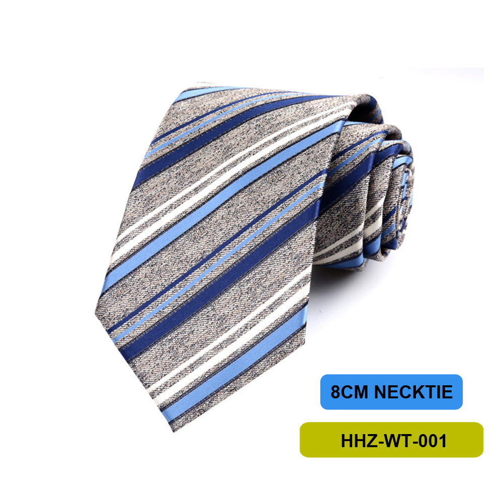 Corbata para hombre de 8CM, corbatas a cuadros a rayas lisas de color negro marino para hombre, corbata tejida de Jacquard para novio, corbata para de boda de negocios: Oro