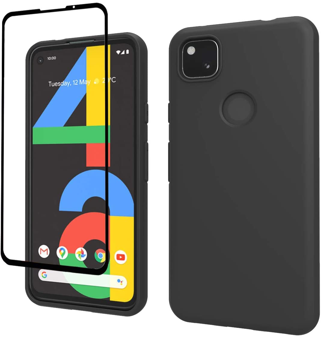 Voor Google Pixel 4a 5G Case Vloeibare Siliconen Slim Soft Anti-Kras Microfiber Voering Full-Body Beschermende telefoon Case 5 Xl 5a: google Pixel 5 xl / black