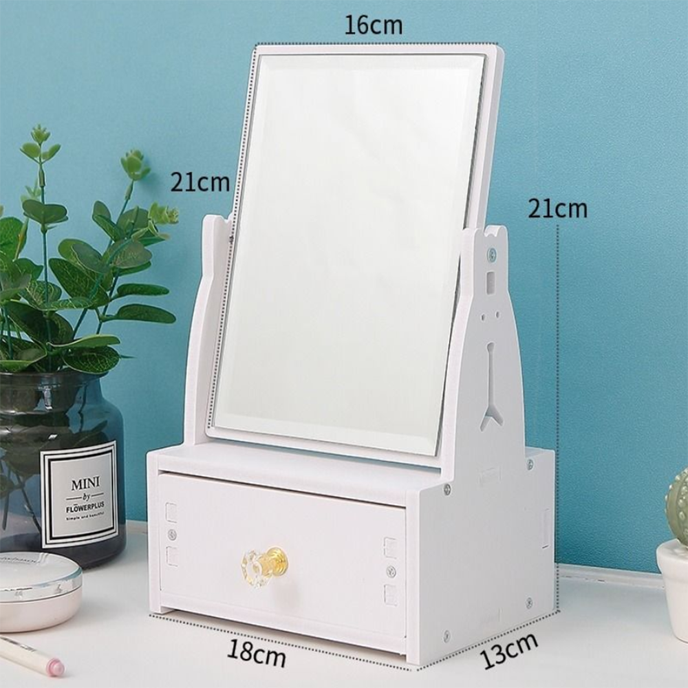 Table Mirror Storage Makeup table Mirror with Drawer Dressing Table Mirrors for Bedroom Beauty Cosmetic Mirror Jewelry Mirrors: D