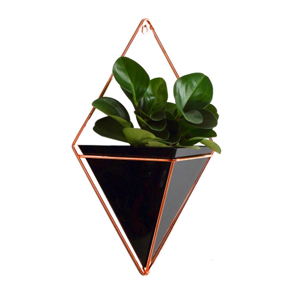 Maceta de acrílico + soportes de plantas de hierro Set de macetas colgantes para interiores jarrón geométrico decoración de pared contenedor macetas de plantas carnosas