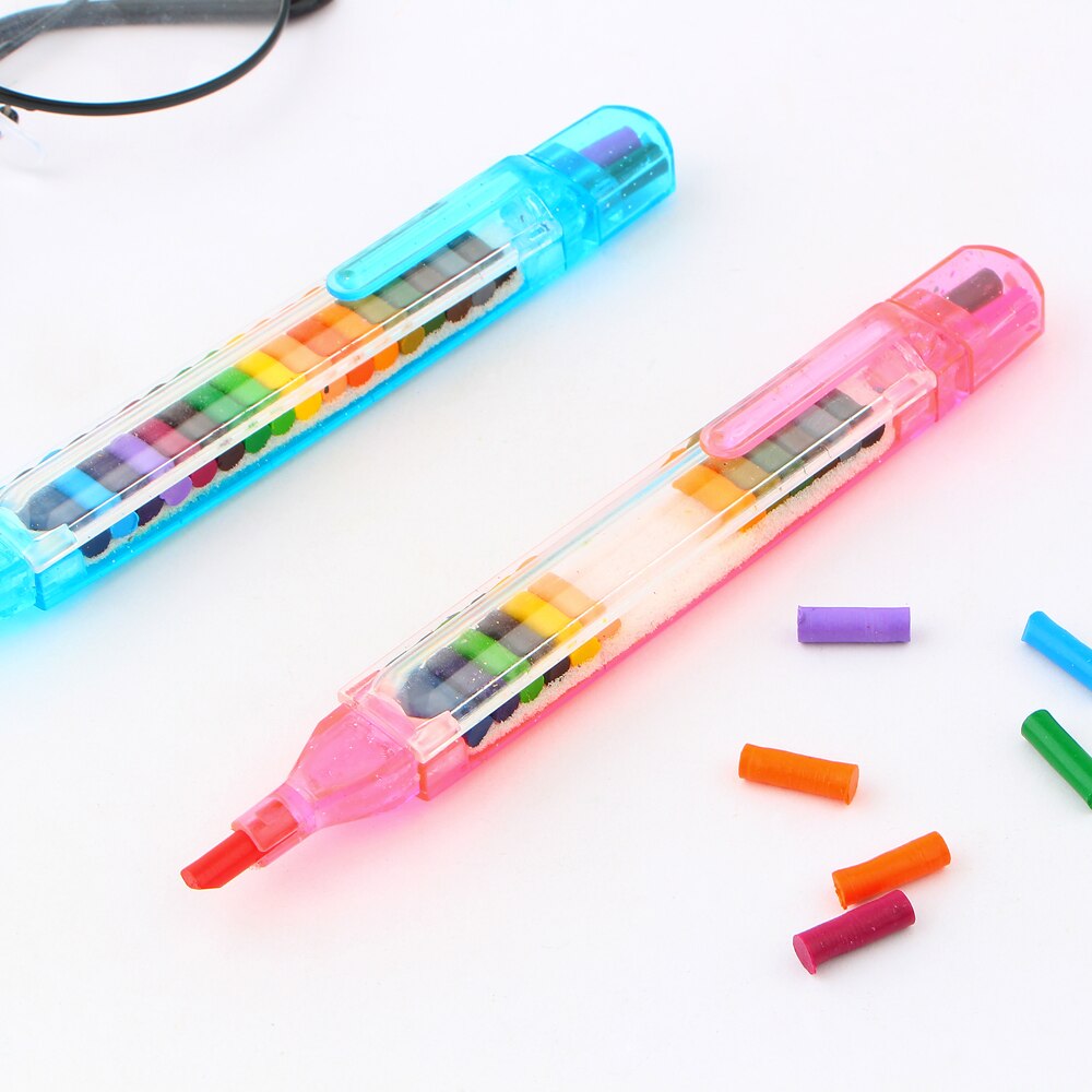 2 unidades/lote de 20 ceras de colores para apilar lápices de dibujo, Graffiti de crayones, para niños, lápices para colorear de pasteles de óleo