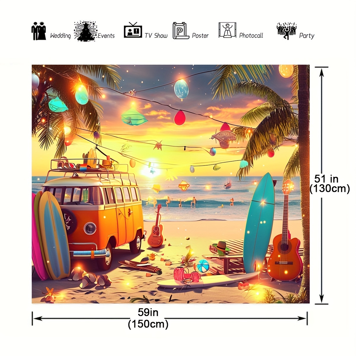 1 Hawaiian Party Background Decoration Summer Tropical Seaside Studio Background Hawaiian Theme Birthday Party